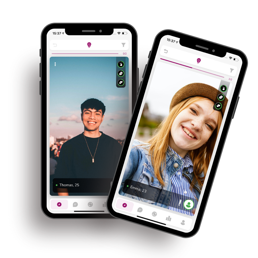 Charm dating app on two phones